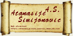 Atanasije Simijonović vizit kartica